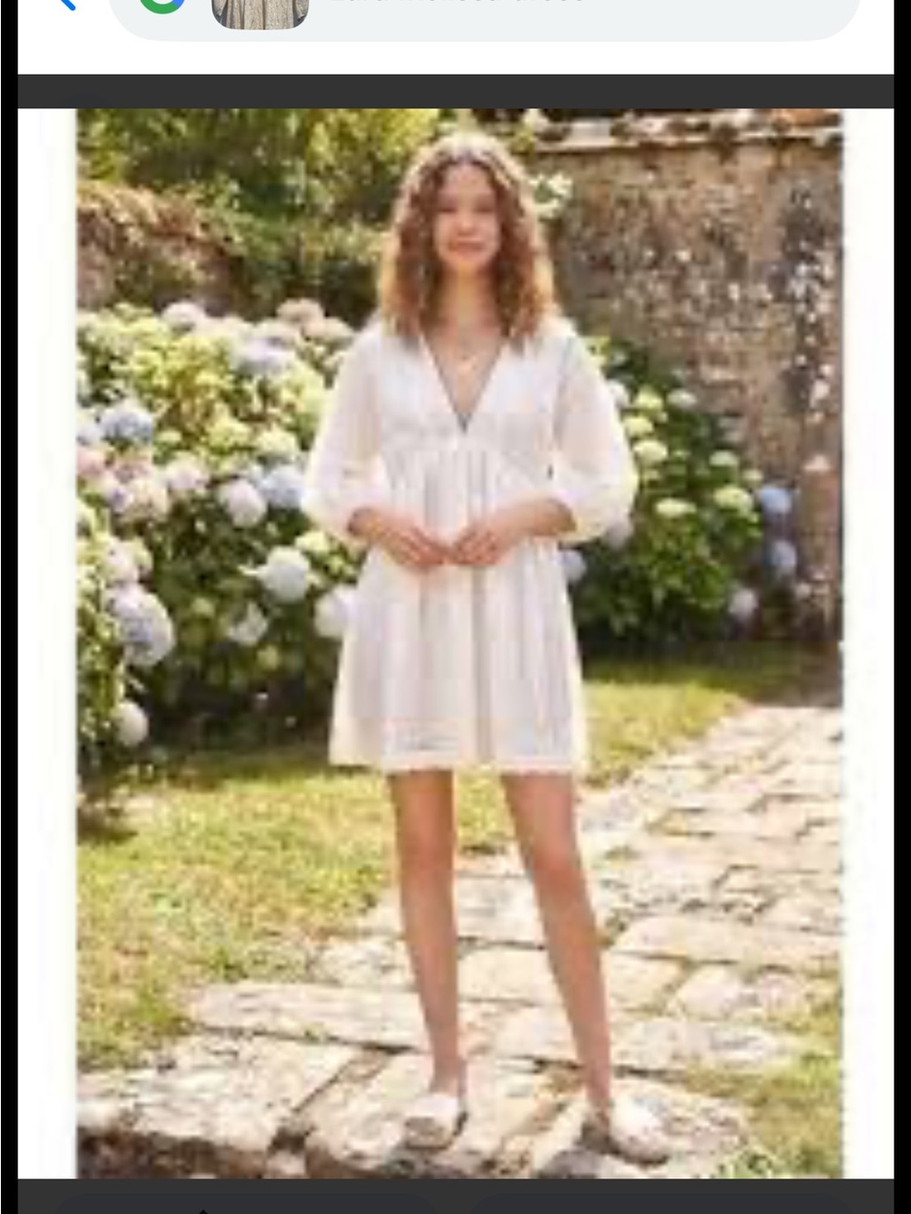 Zara Cream V-Neck Mini Babydoll Dress